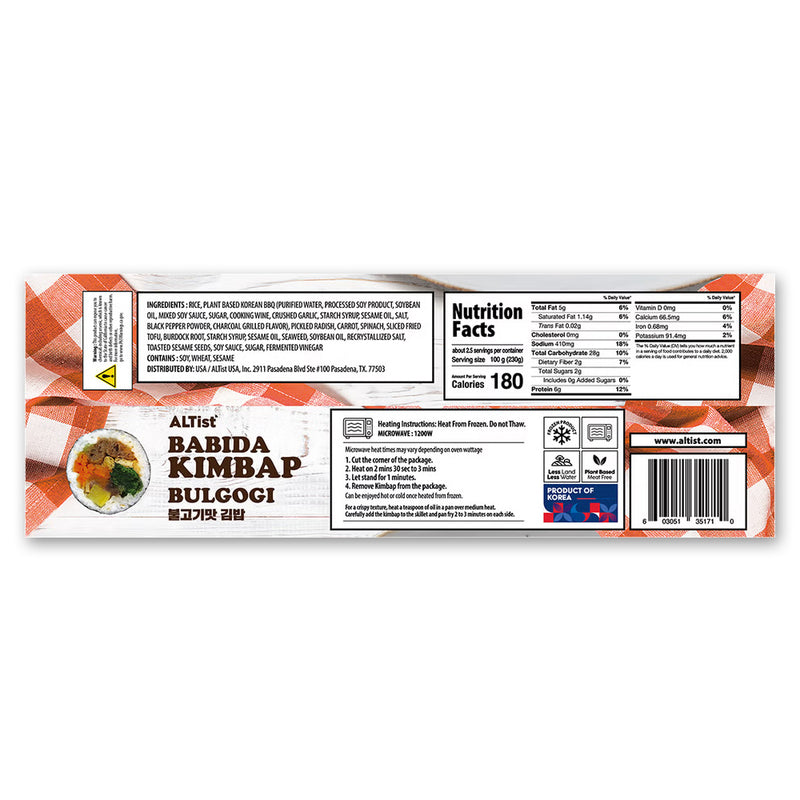 [MILLS EXPRESS] Altist BABIDA Vegan Kimbap 230g - Bulgogi flavor